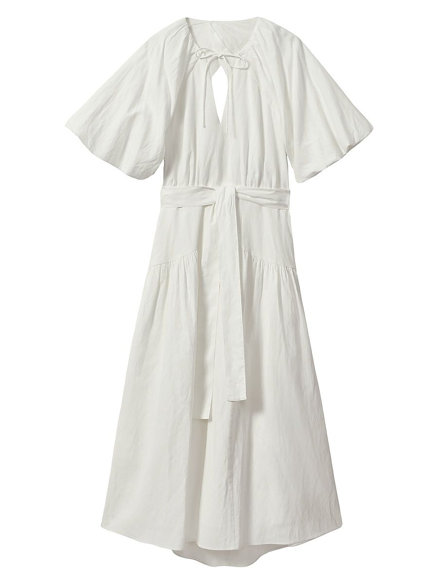 Women's Alice Tie-Waist Midi-Dress - White - Size 4