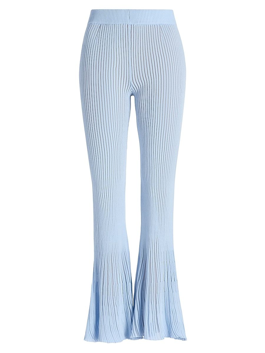 Women's Dallas Rib-Knit High-Rise Flared Pants - Skyway - Size XL
