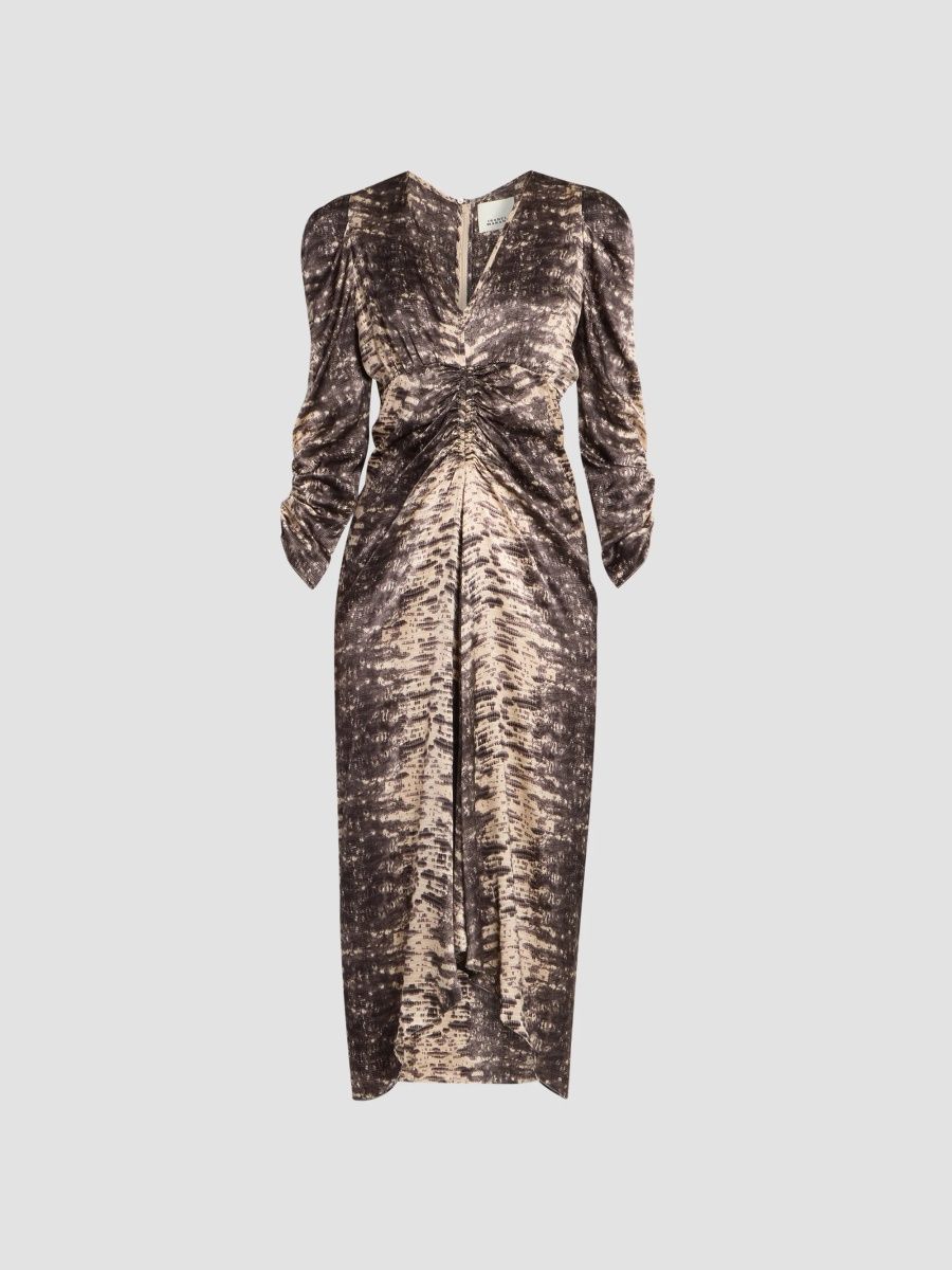 Isabel Marant Women's Albini Printed Silk Midi Dress - Beige - Size 8
