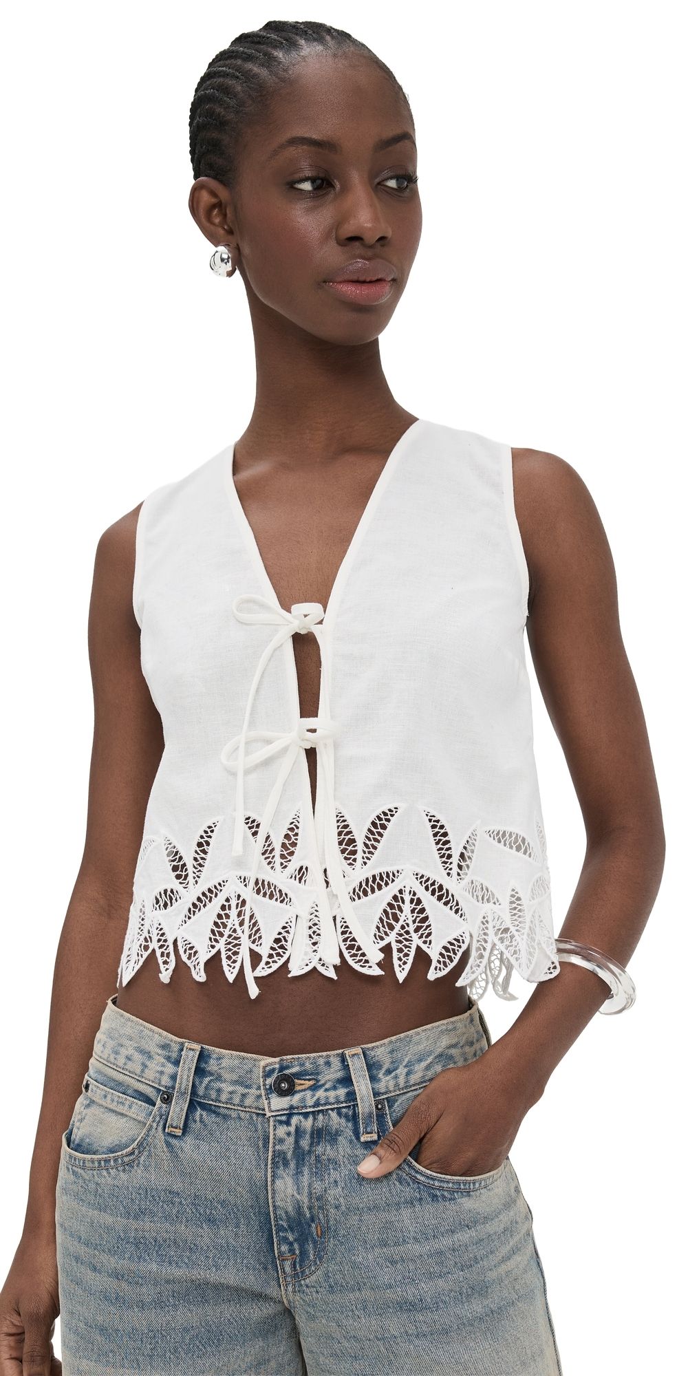 RAILS Oregon Top White Palm Embroidery XL