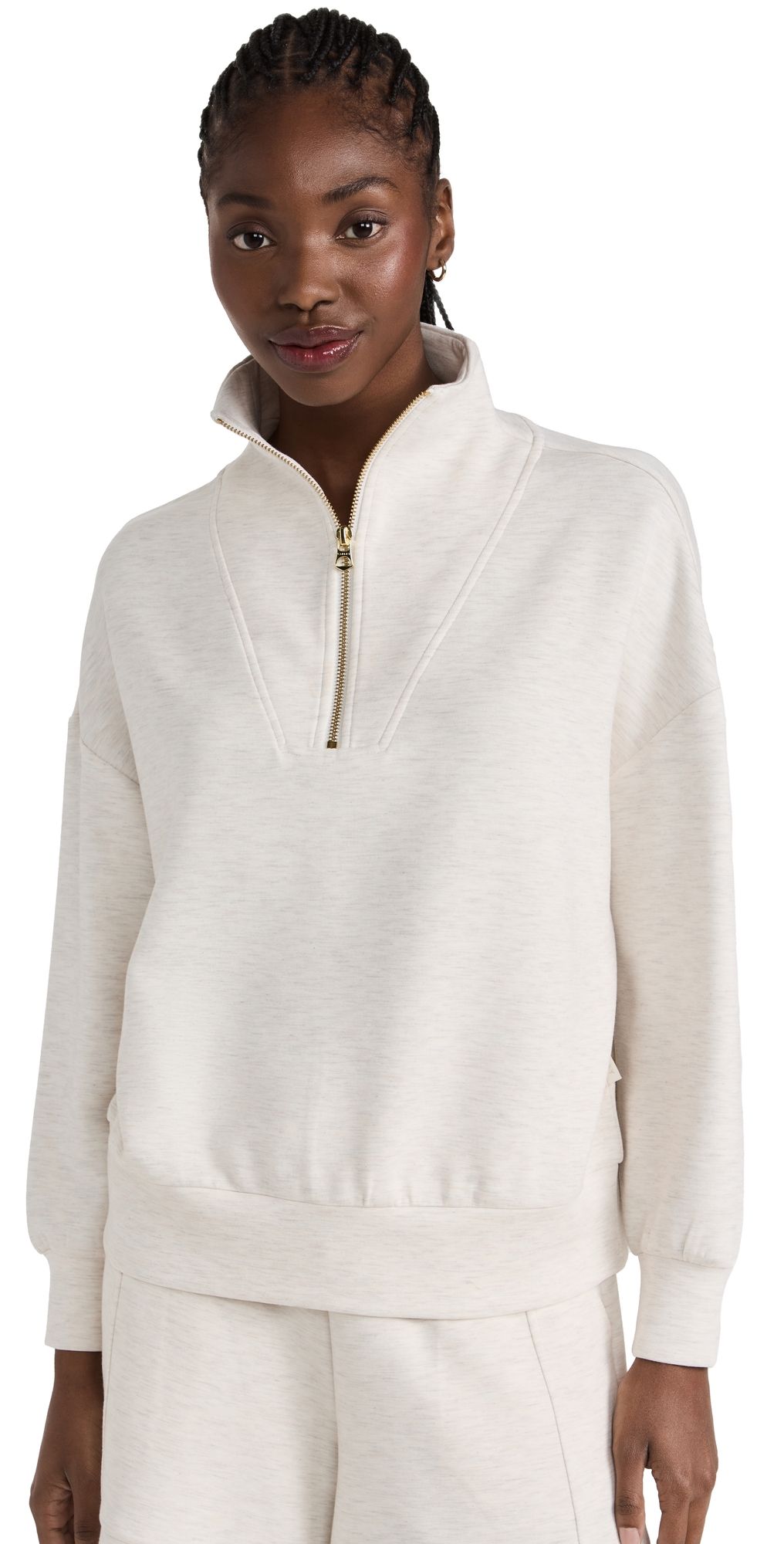 Varley Hawley Half Zip Sweater Ivory Marl XS