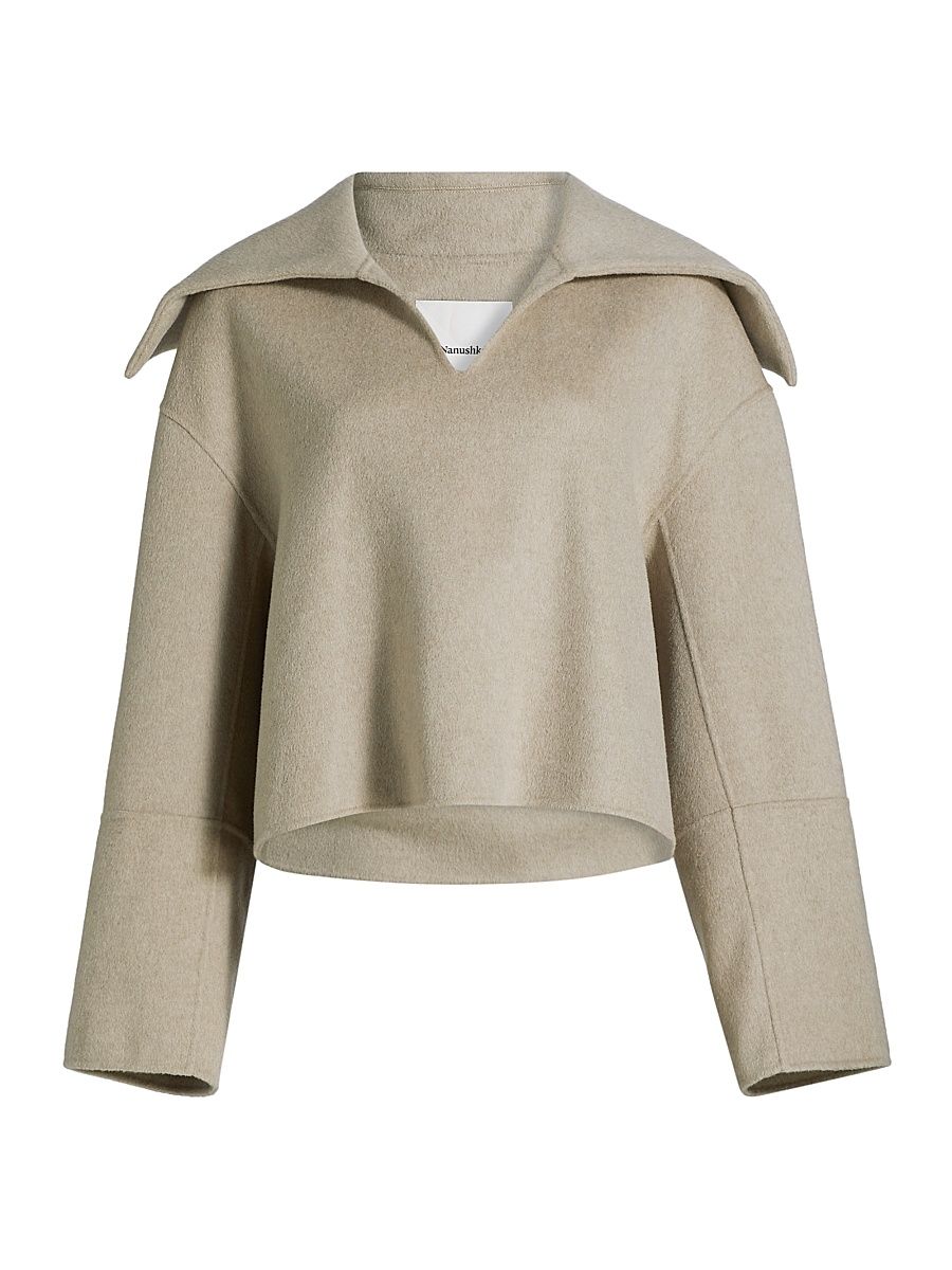 Women's Maxe Wool Knit Jacket - Stone - Size XS