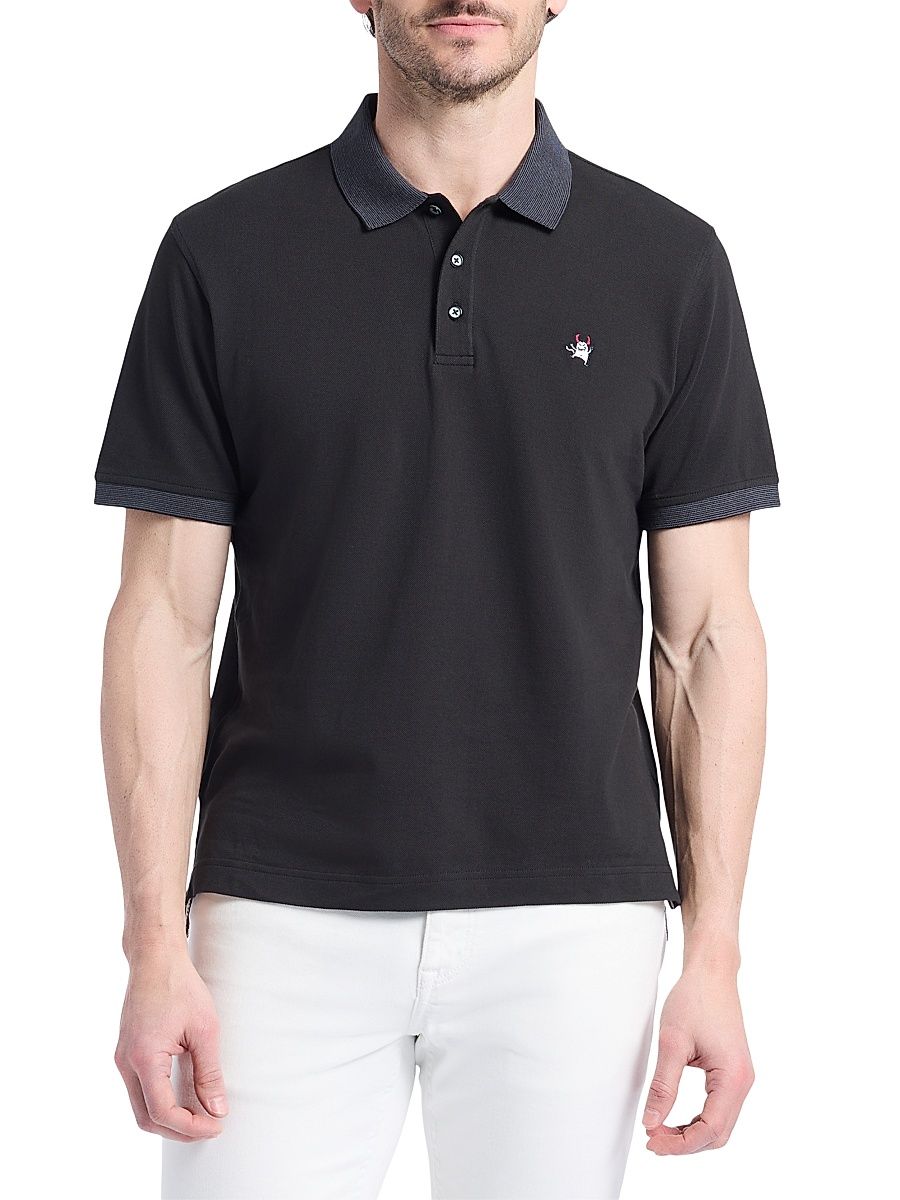 Men's Devil Knit Polo Shirt - Black - Size Large