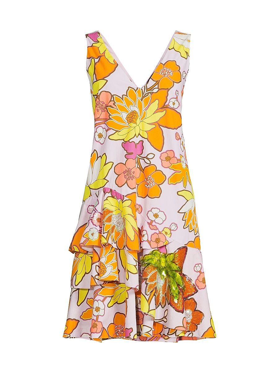 Women's Talia Floral-Sequined Knee-Length Dress - Orchid Multi - Size Medium