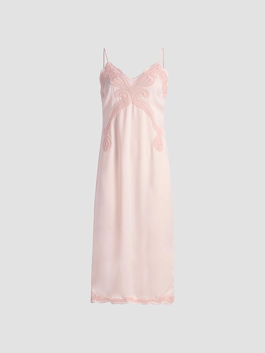 rag & bone Women's Ann Embroidered Slip Midi-Dress - Blush - Size 2