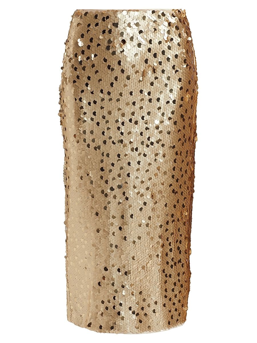 Women's Leilani Sequined Pencil Skirt - Brushed Gold - Size 14
