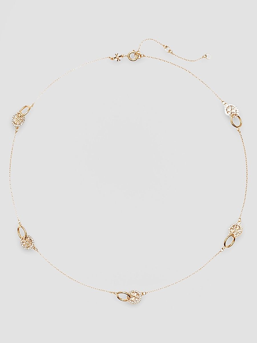Women's Icon 18K-Gold-Plated & Glass Crystal Logo Charm Necklace - Tory Gold Crystal