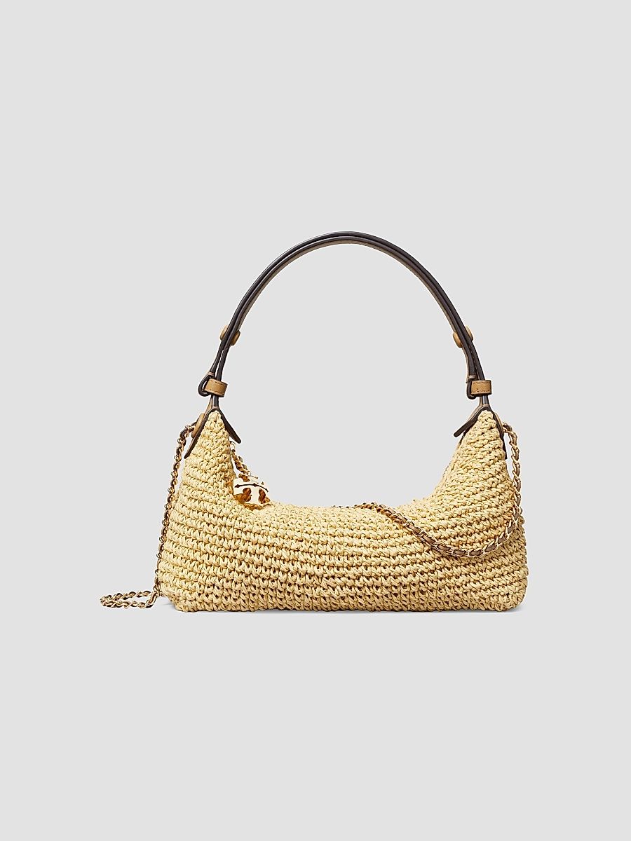 Women's Fleming Crochet Raffia Pochette - Natural