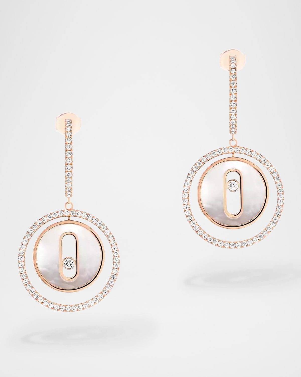 LUCKY MOVE 18K ROSE GOLD MOTHER OF PEARL & DIAMOND EARRINGS