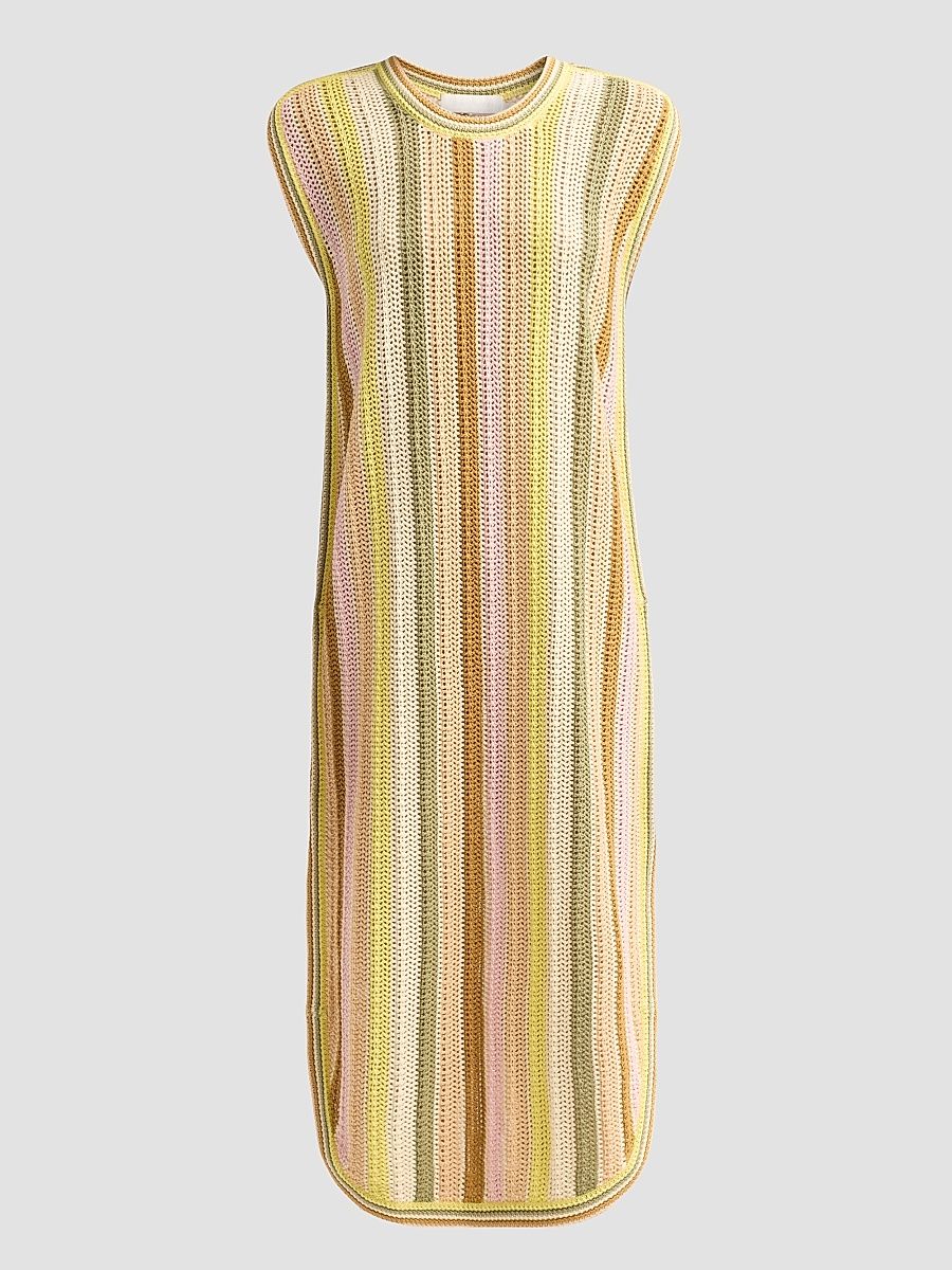 Women's Indra Striped Crochet Cotton Midi Dres - Size 8
