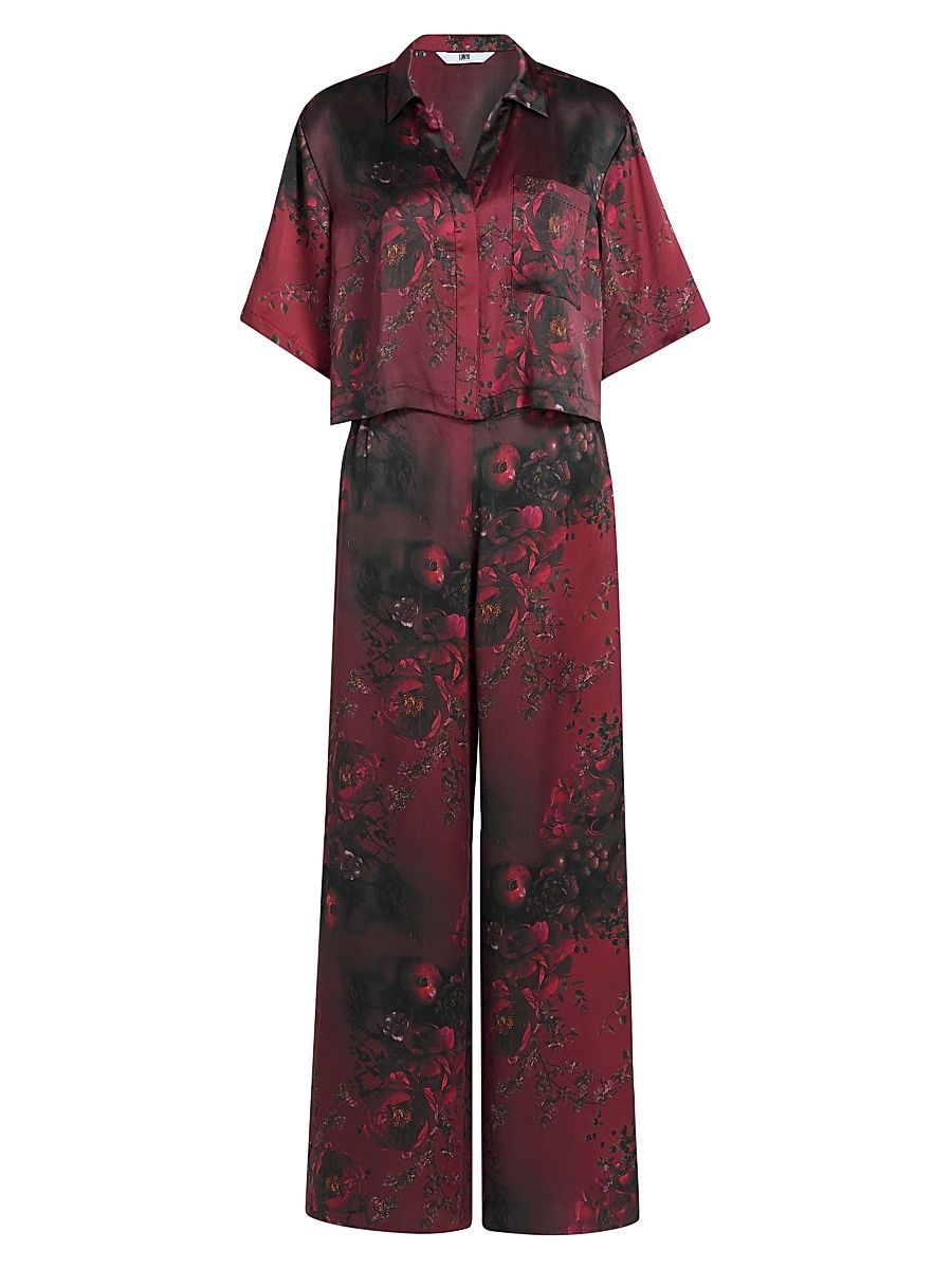Women's Lunya x Putnam Designs Washable Silk High-Rise Pajamas - Rouge Reverie - Size XL