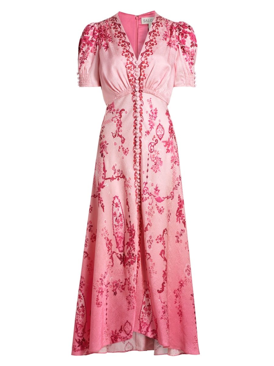 Saloni Women's Lea Floral Ombré Shirtdress - Floral Serramento Print - Size 10
