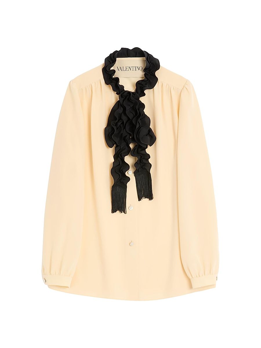 Women's Crepe De Chine Shirt - Birch Black - Size 8