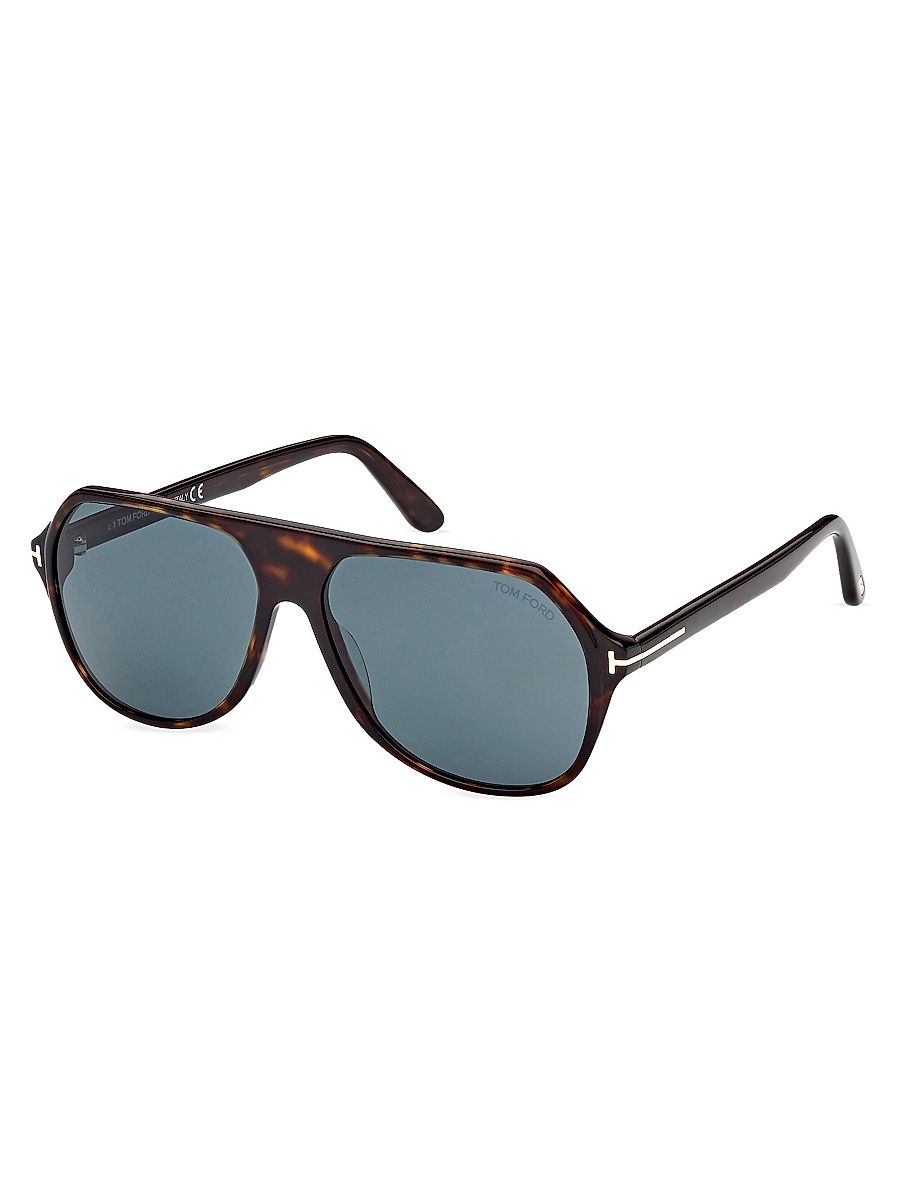 Men's Hayes 55MM Navigator Sunglasses - Havana Blue