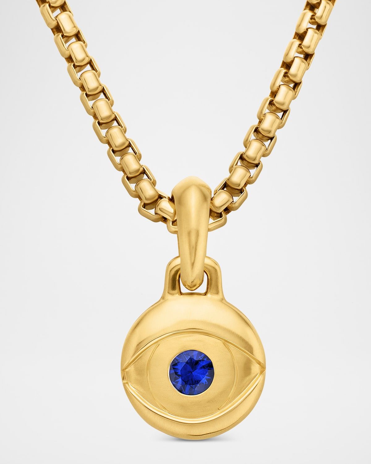 Men & apos;s Evil Eye Pendant with Gemstone in 18K Gold, 14.5mm