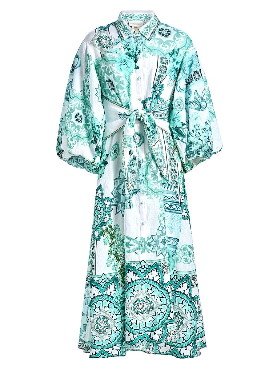 Women's Balearic Bebé Linen Bubble-Sleeve Shirtdress - Balearic - Size XXL