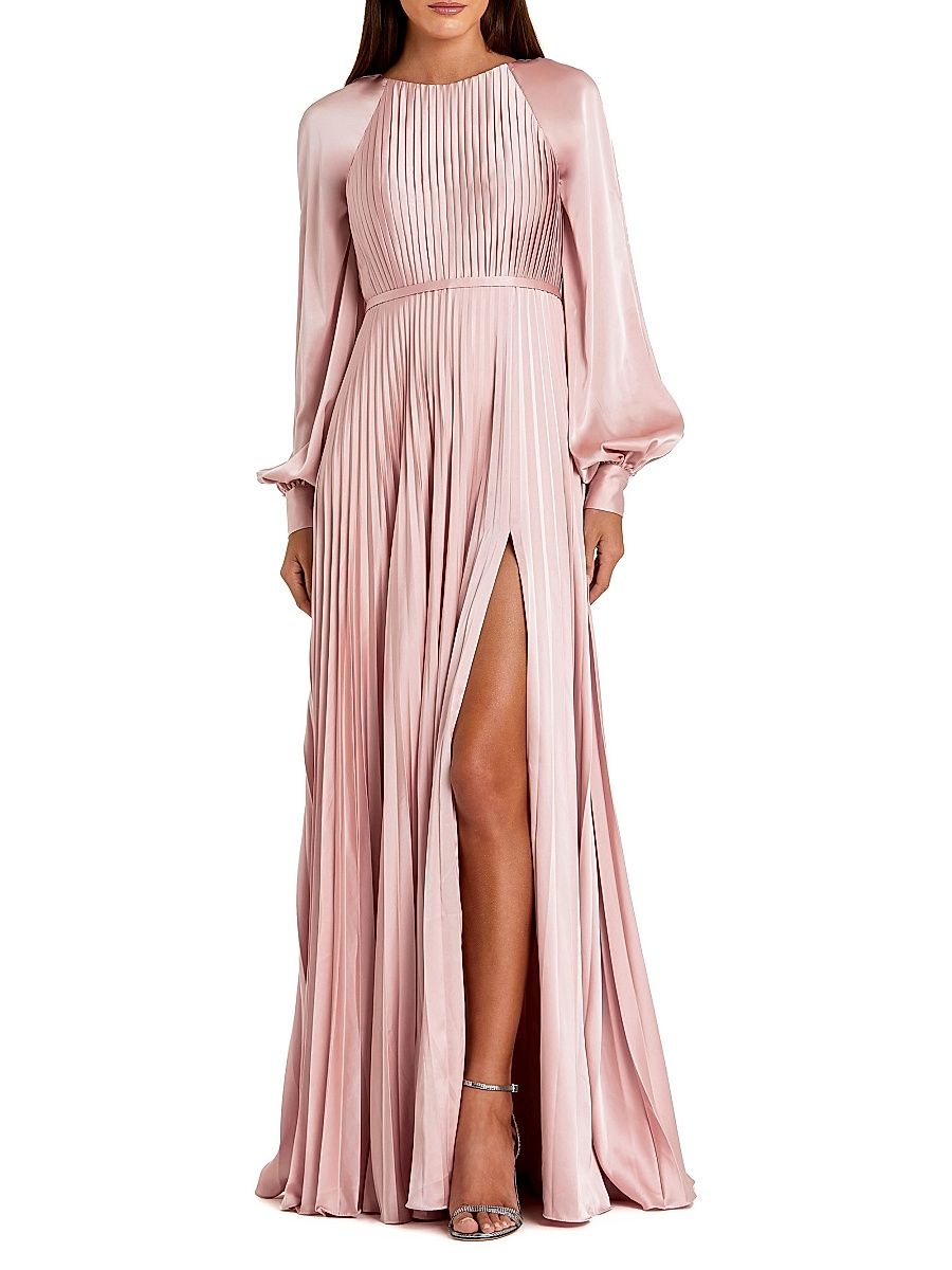 Women's Petite Ieena 1 Pleated Satin Gown - Blush - Size Petite 10