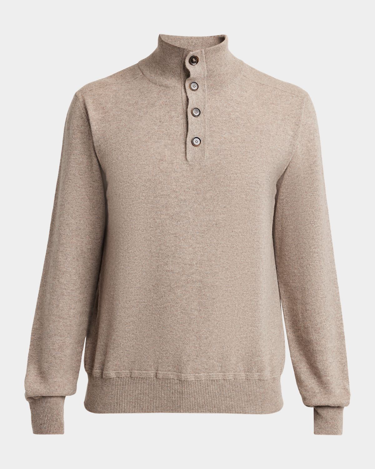 Men & apos;s Cashmere Knit Mock Neck Half-Placket Sweater