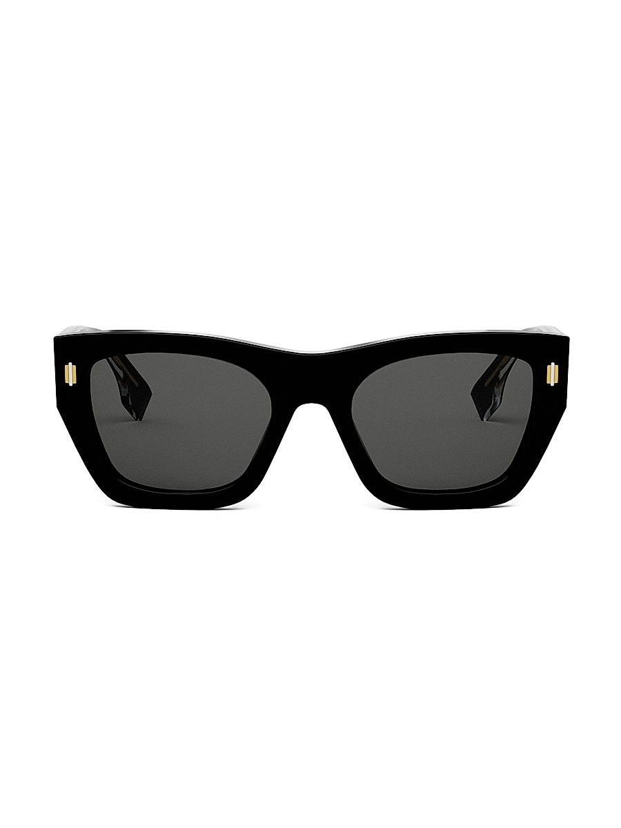 Women's Fendi Roma 53MM Rectangular Sunglasses - Shiny Black