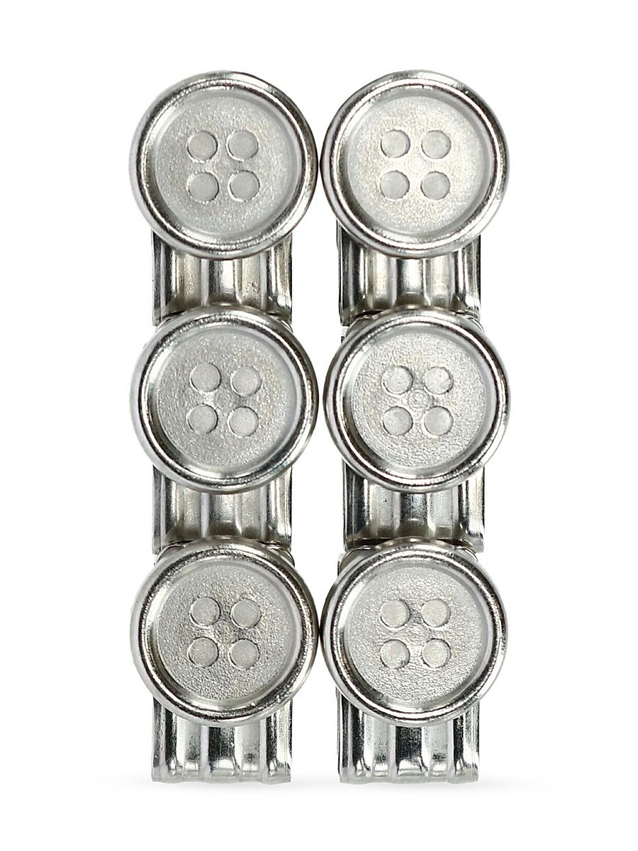 Men's 6-Piece No-Sew Suspenders Buttons - Silver