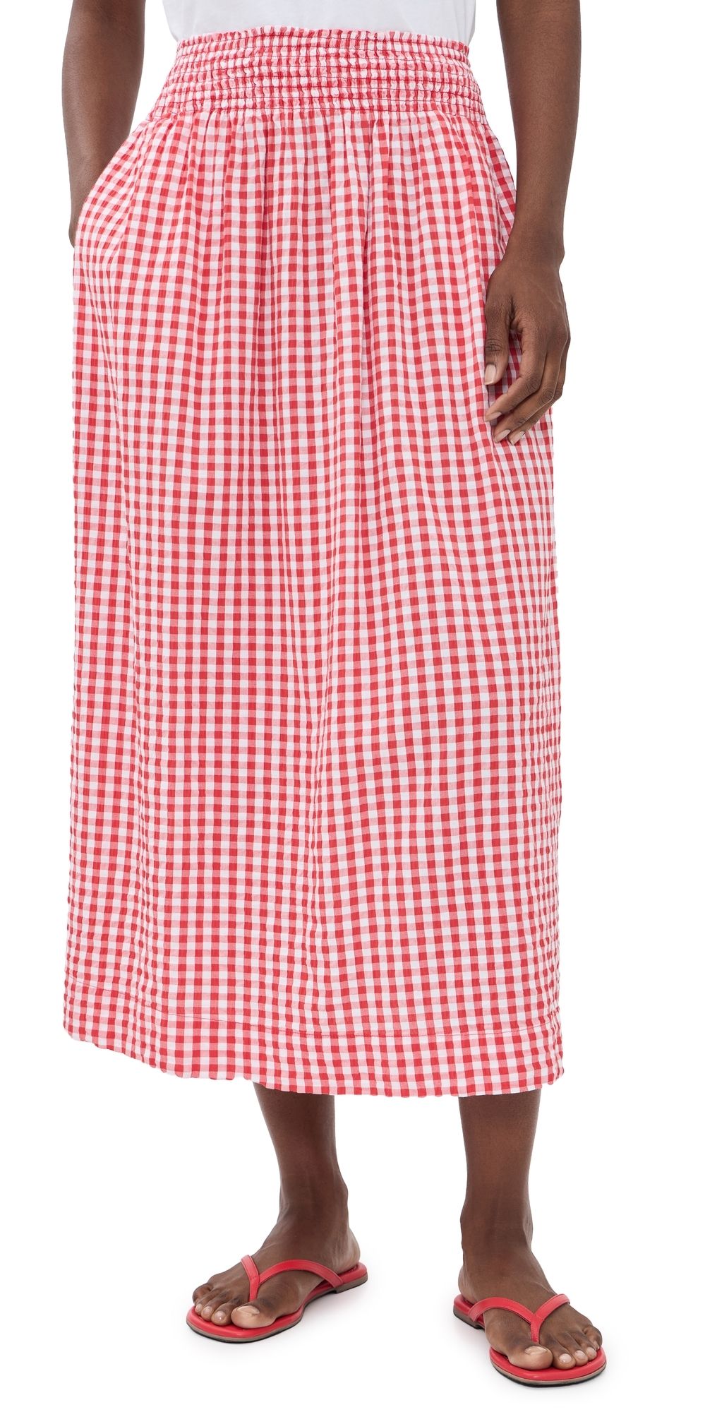 Splendid Gigi Gingham Midi Skirt Firework/White L