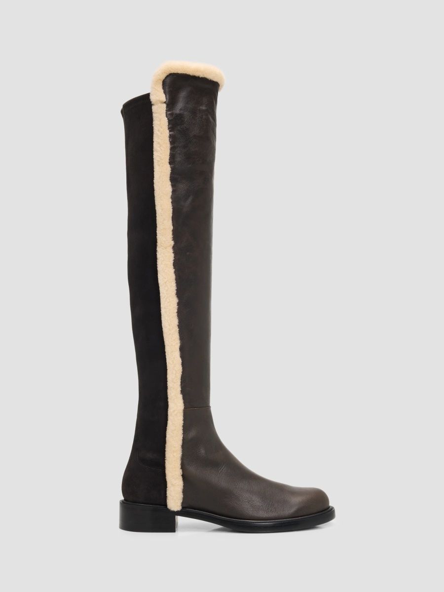 Stuart Weitzman Women's 5050 Cozy Gisele Faux-Shearling Leather Over-the-Knee Boots - Black - Size 12