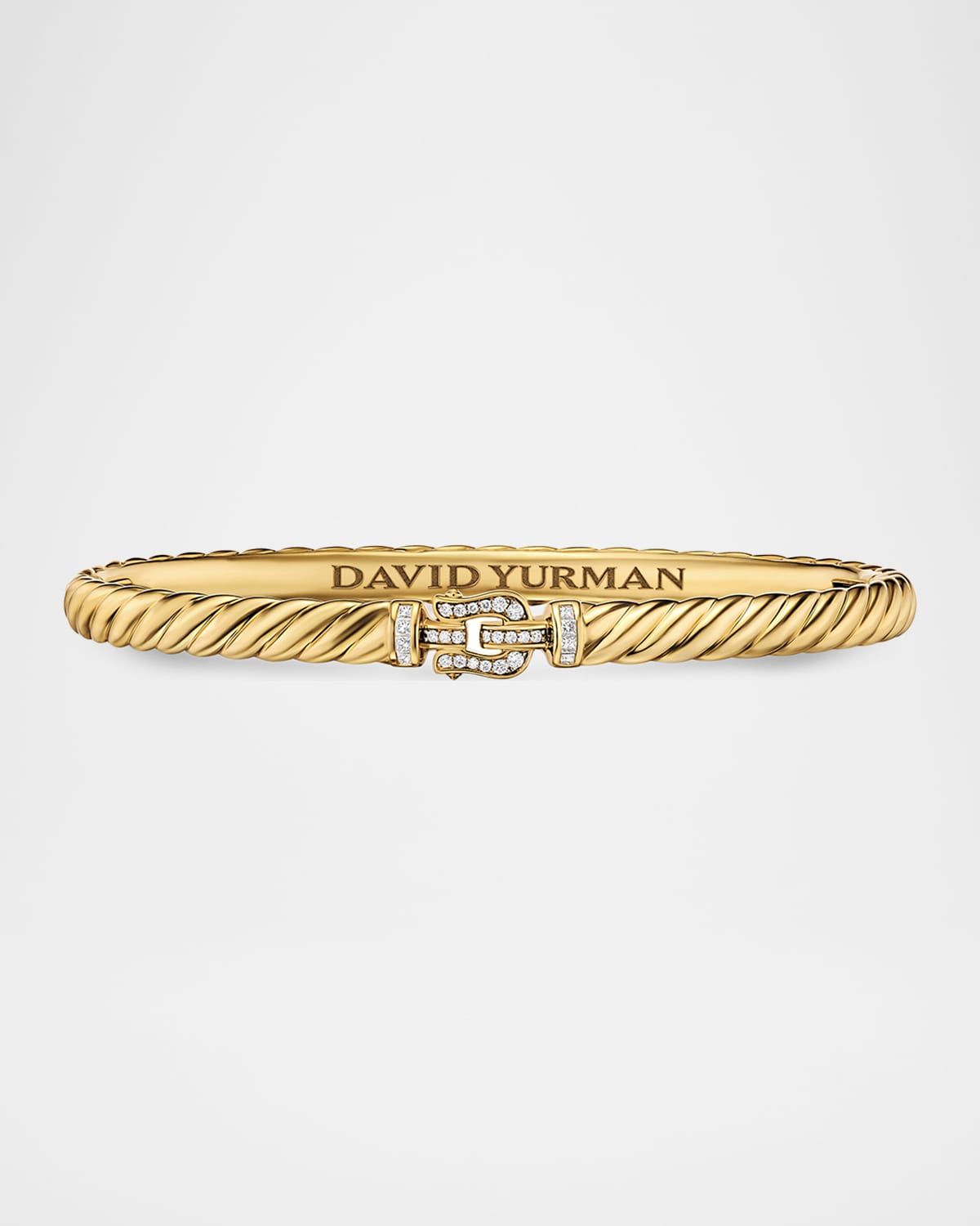 Sculpted Cable Buckle Bracelet with Diamonds in 18K Gold