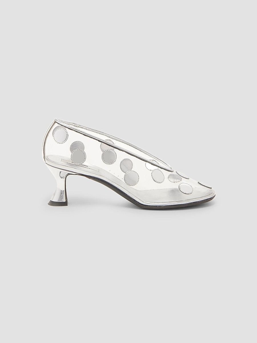 Women's Duck 55MM Transparent Polka Dot Pumps - Transparent Silver - Size 11