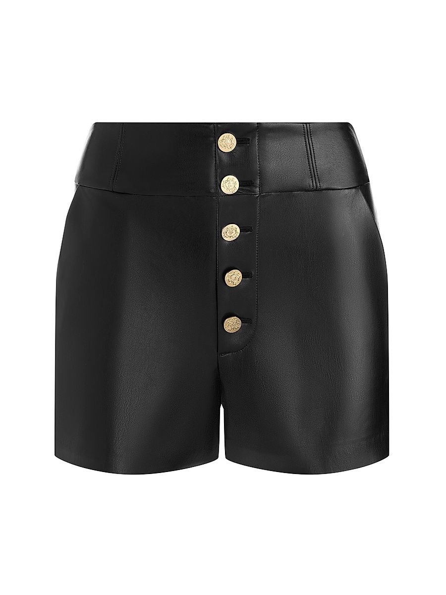 Women's Baylor Faux-Leather Ultra-High-Rise Shorts - Black - Size 12