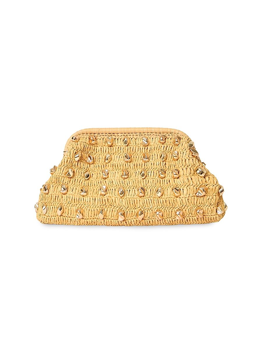 Women's Galia Studded Raffia Clutch - Natural