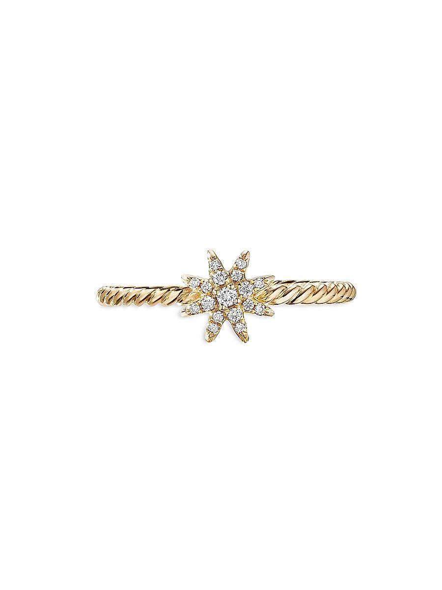 Women's Petite Starburst Station Ring in 18K Yellow Gold with Diamonds - Gold - Size 8