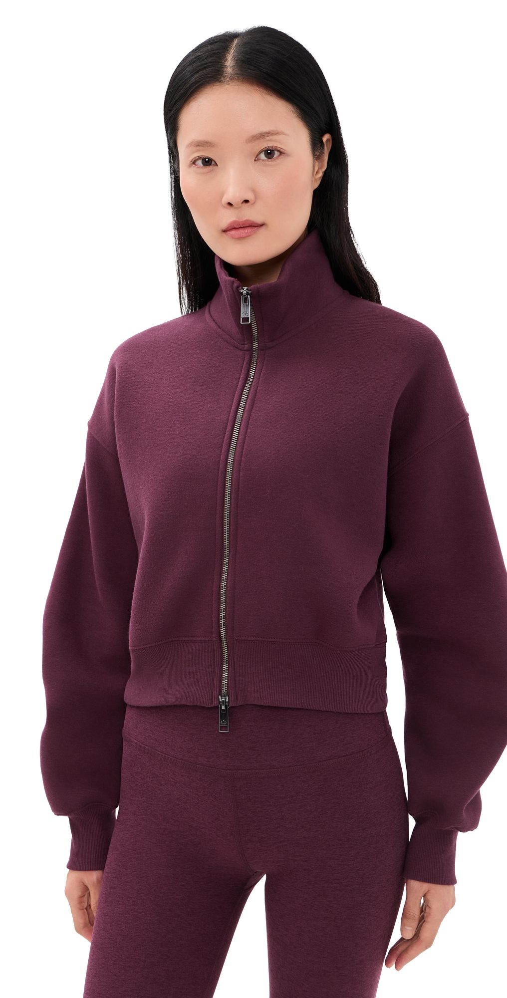 Beyond Yoga Double Zip Cropped Jacket Cabernet S