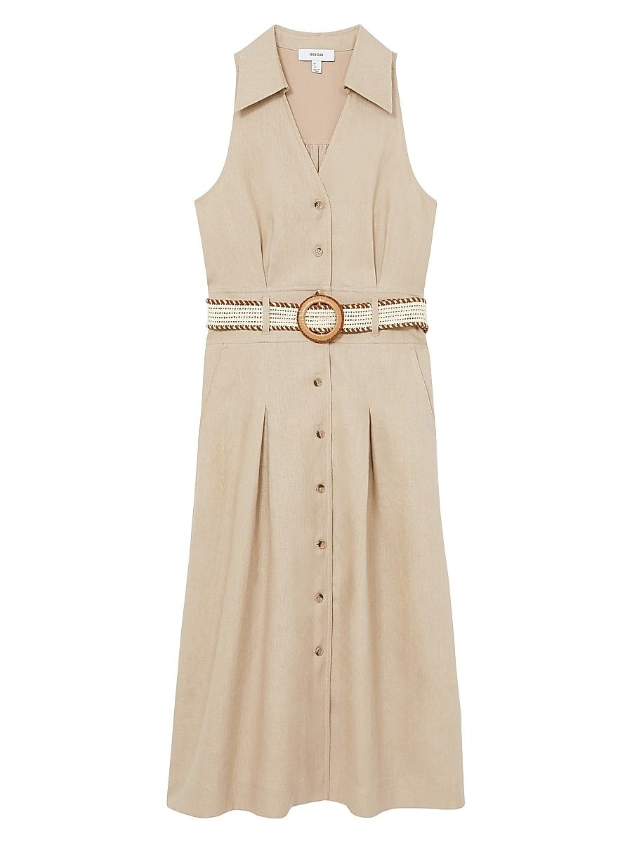 Women's Annie Linen Midi-Dress - Size 14