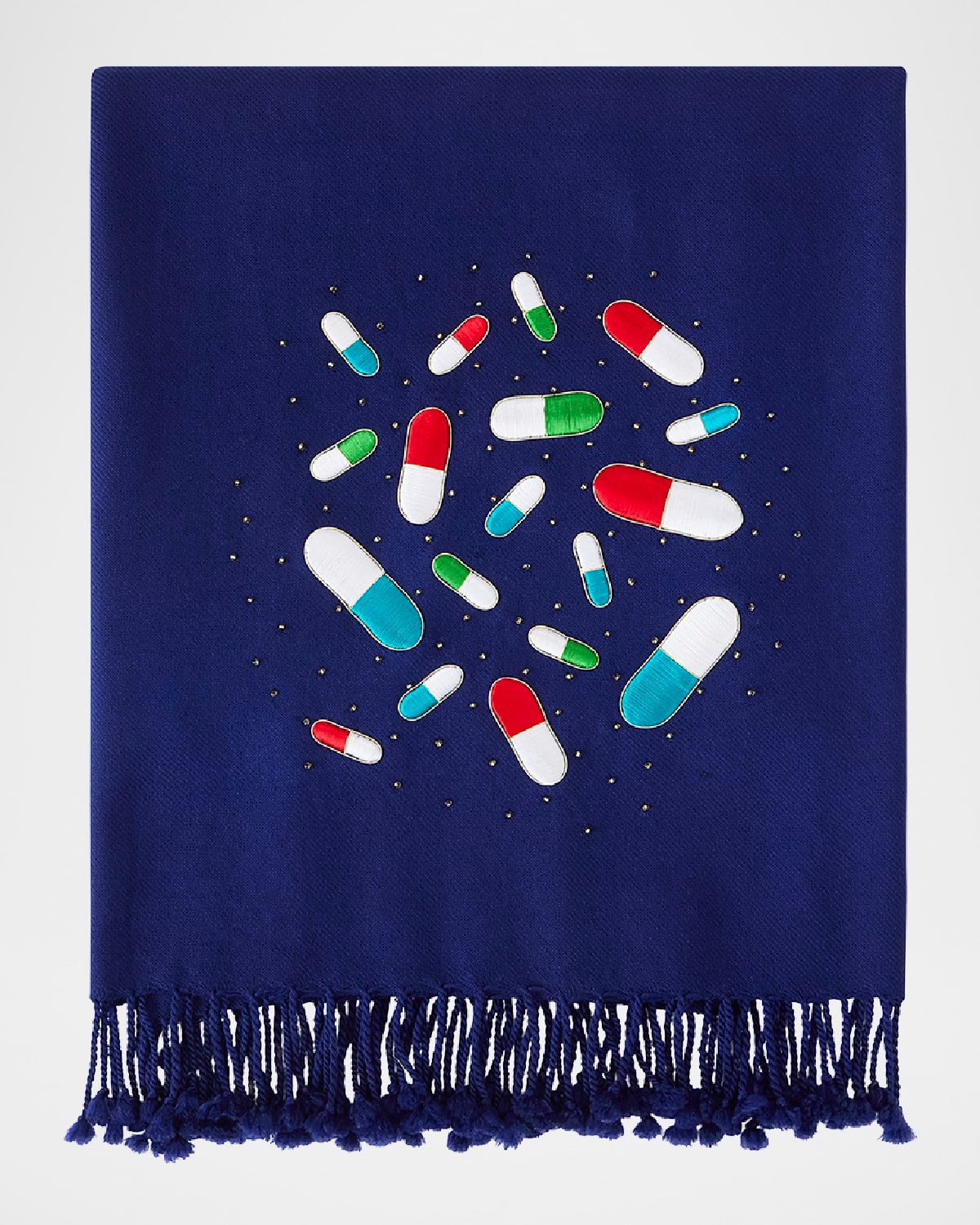 Pills Embellished Merino Wool Throw, 50" x 70"