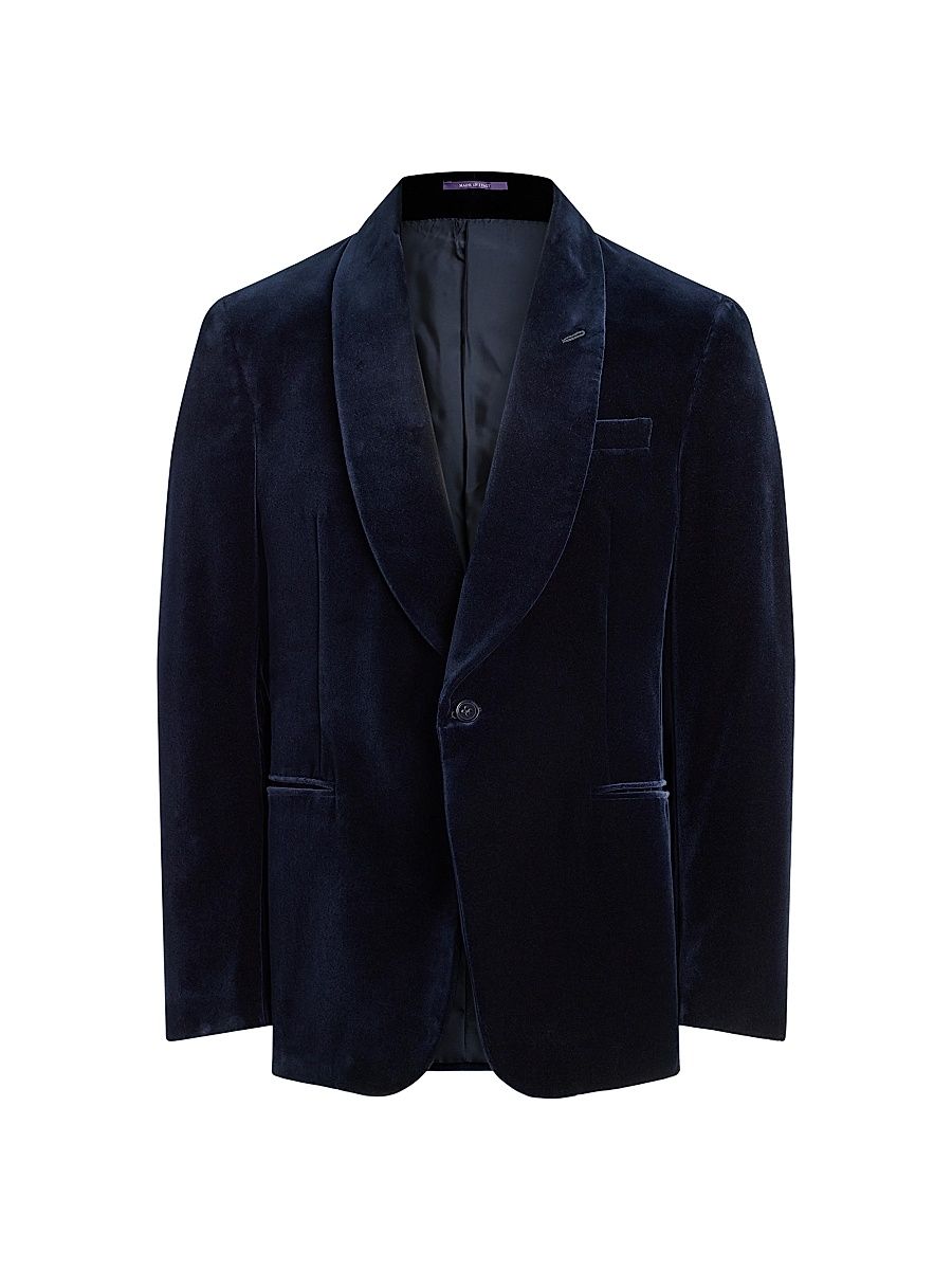 Men's Classic Cotton Velvet Dinner Jacket - New Navy - Size 44