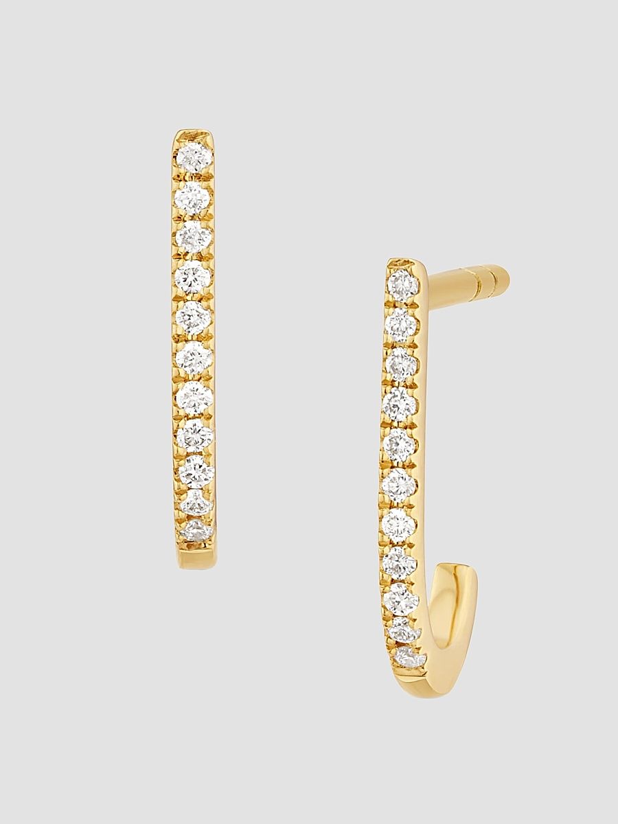 Women's 14K Yellow Gold Regal Diamond J Earrings - Gold