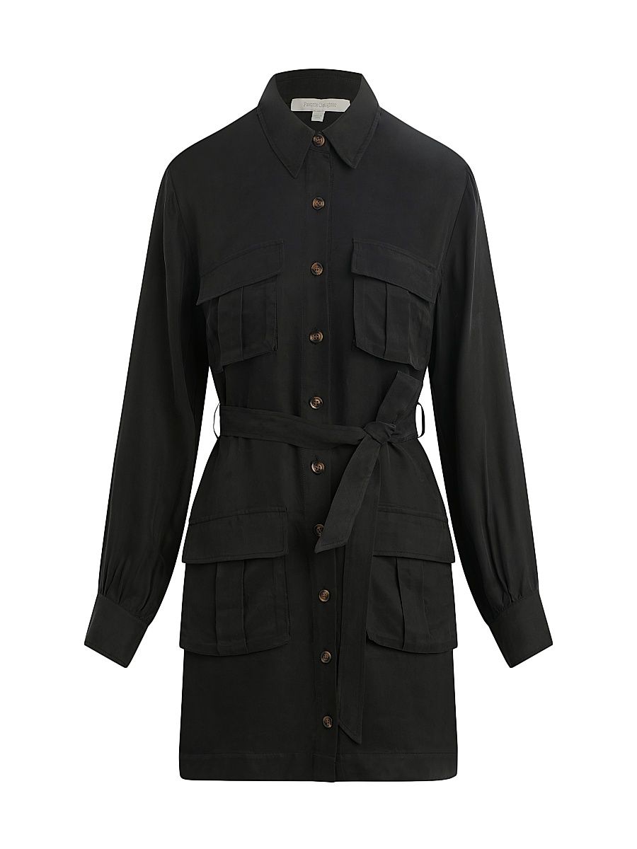 Women's The Utility Glamour Belted Mini Shirtdress - Black - Size Small