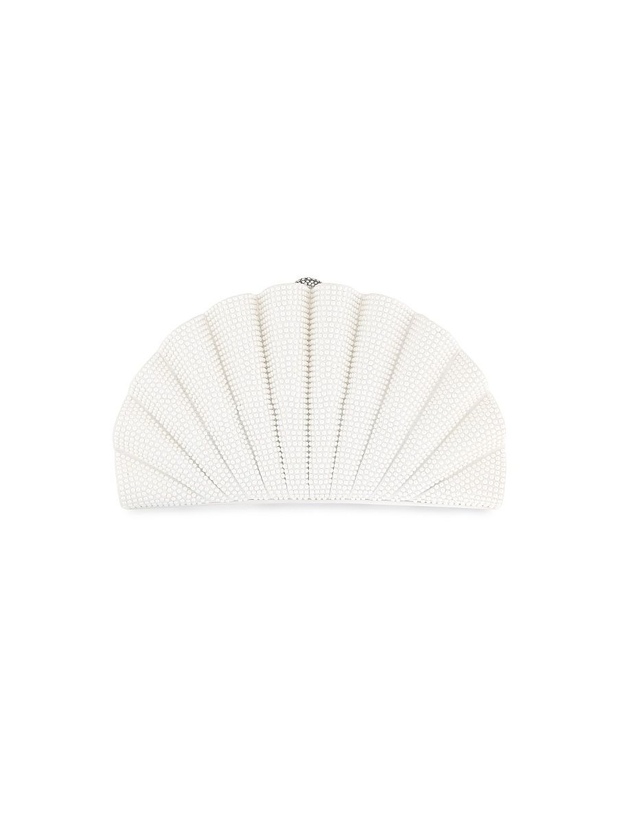Women's Embellished Origami Fan Clutch - White