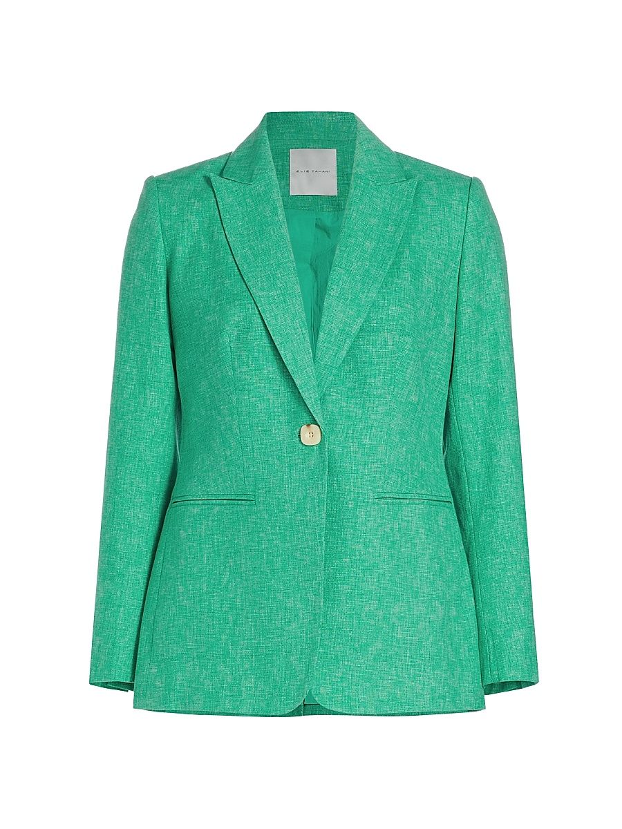 Women's Romina Cotton-Blend Blazer - Neptune Green - Size 4