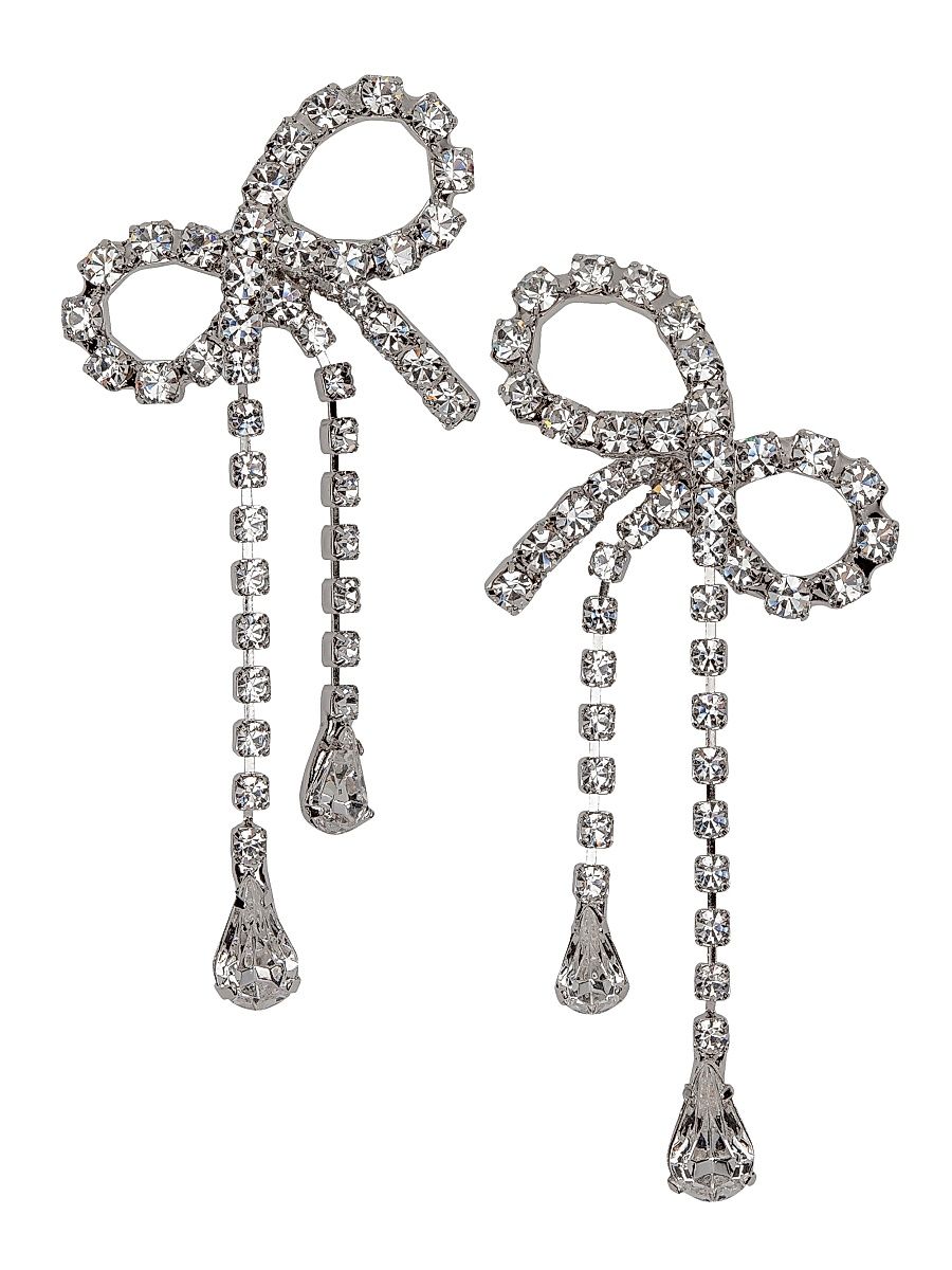 Women's Mirabelle Silvertone & Crystal Bow Drop Earrings - Crystal