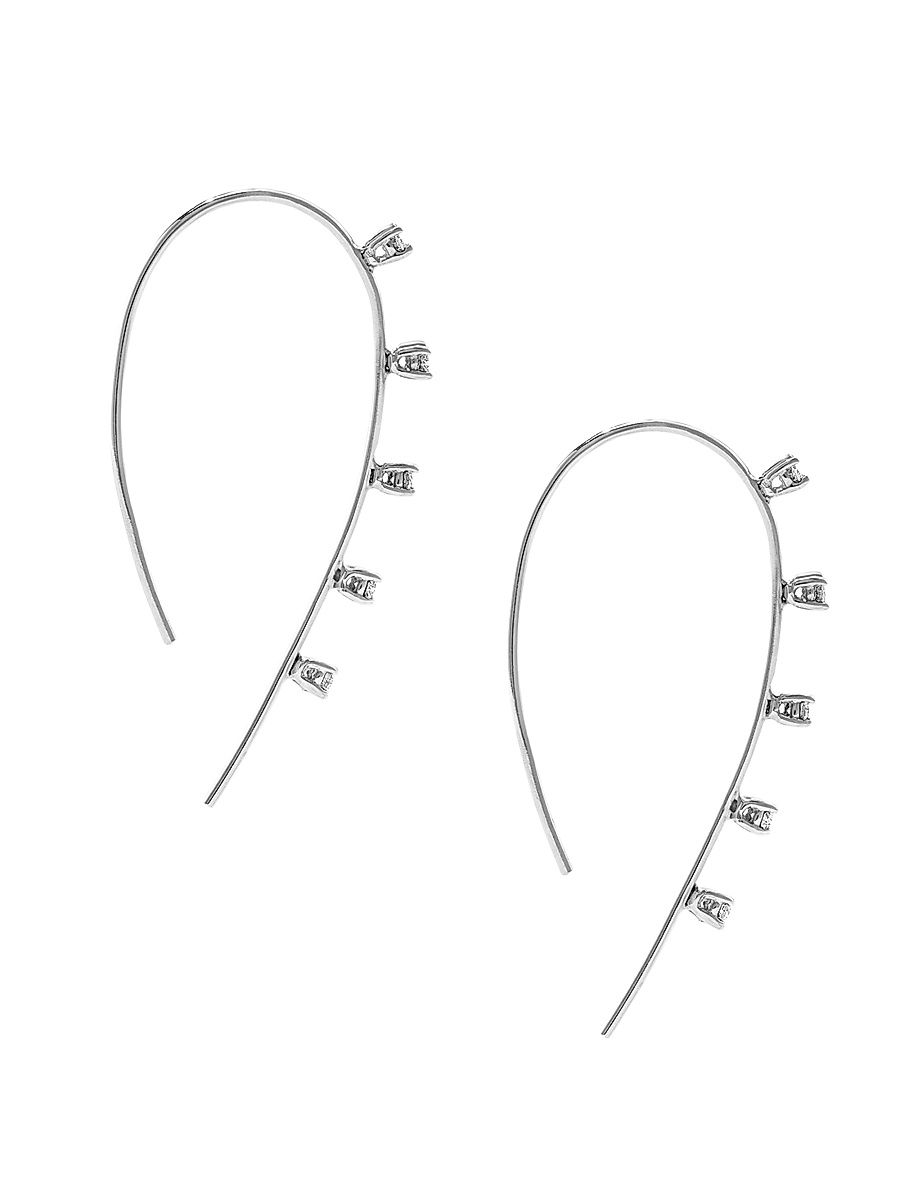 Women's 14K White Gold & 0.22 TCW Diamond Hoop Earrings - White Gold