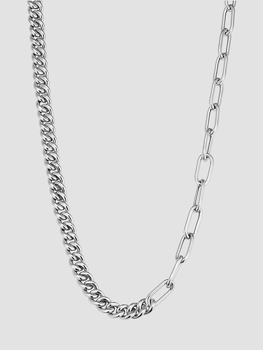 Women's Curb Clip Link Connector Clasp Necklace in Sterling Silver - Silver - Size 18