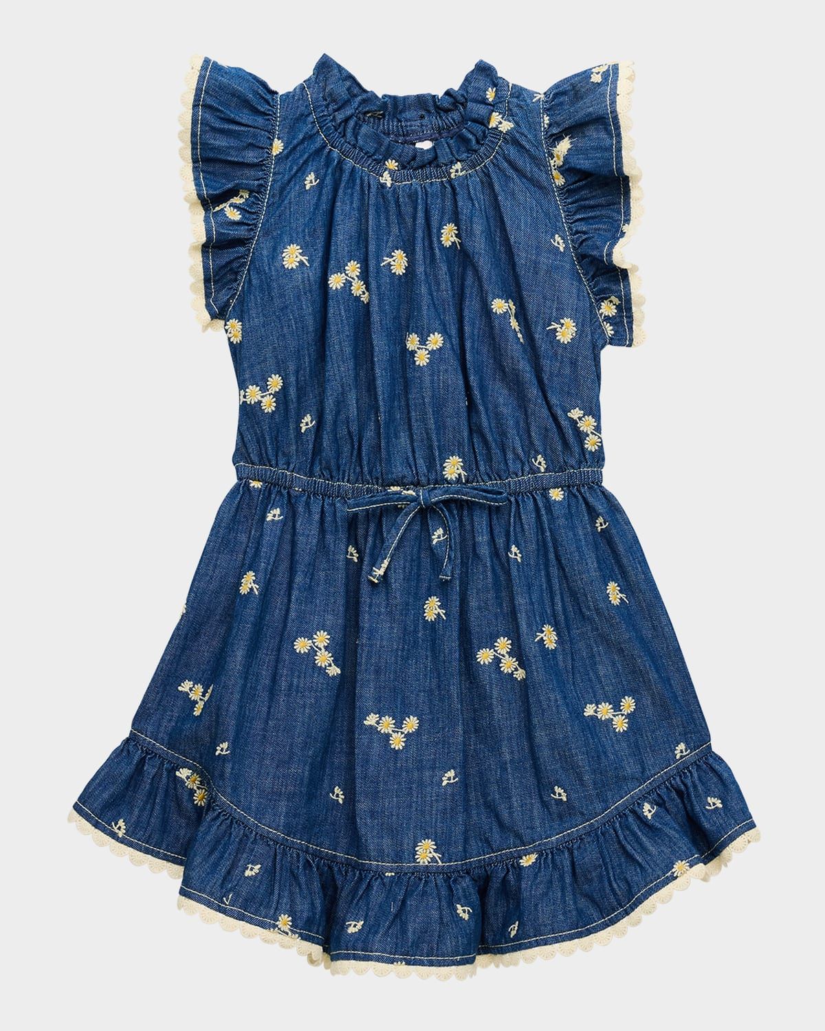 Girl & apos;s Lucky Denim Daisy Embroidered Dress, Size 1-12