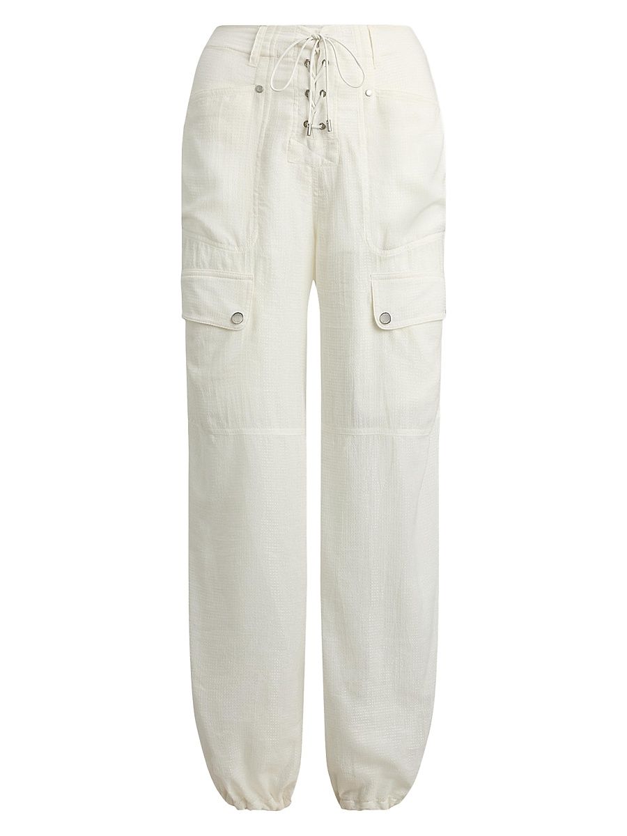 Women's Briella Drawstring Slim-Fit Cargo Pants - Cream - Size 8
