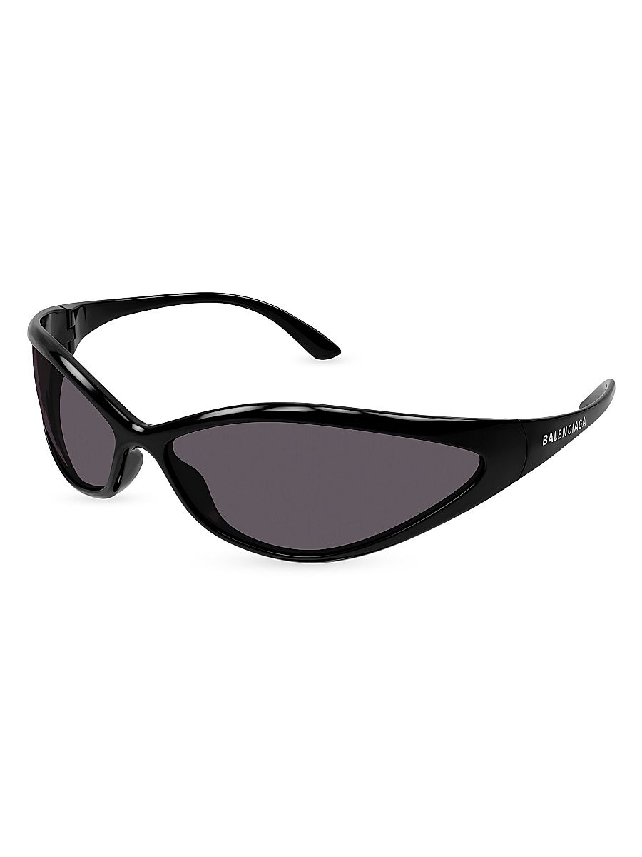 Men's Fashion Show 90s Oval 83MM Geometric Sunglasses - Black