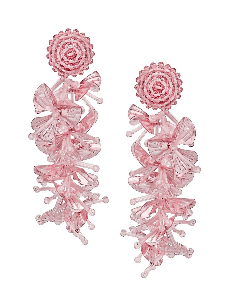 Women's 24K-Gold-Plated & Beaded Clip-On Drop Earrings - Rose