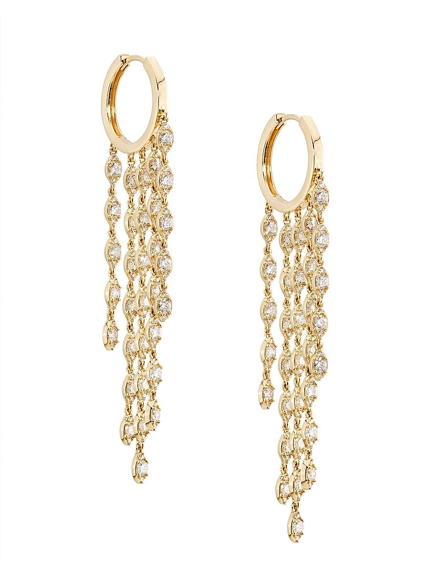 Women's 14K Yellow Gold & 2.59 TCW Diamond Hoop Earrings - Yellow Gold