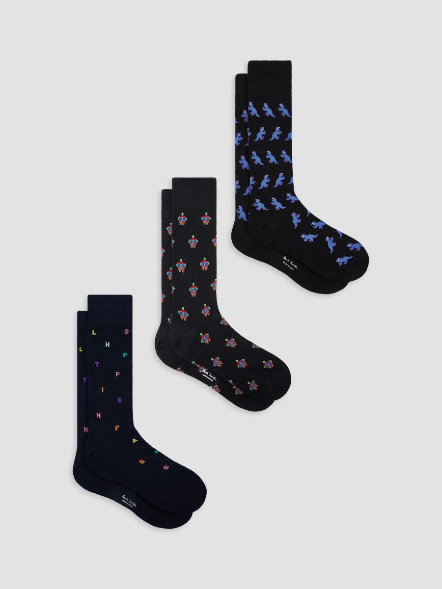 Paul Smith Men's 3-Pack Holiday Cracker Socks Set - Mixed