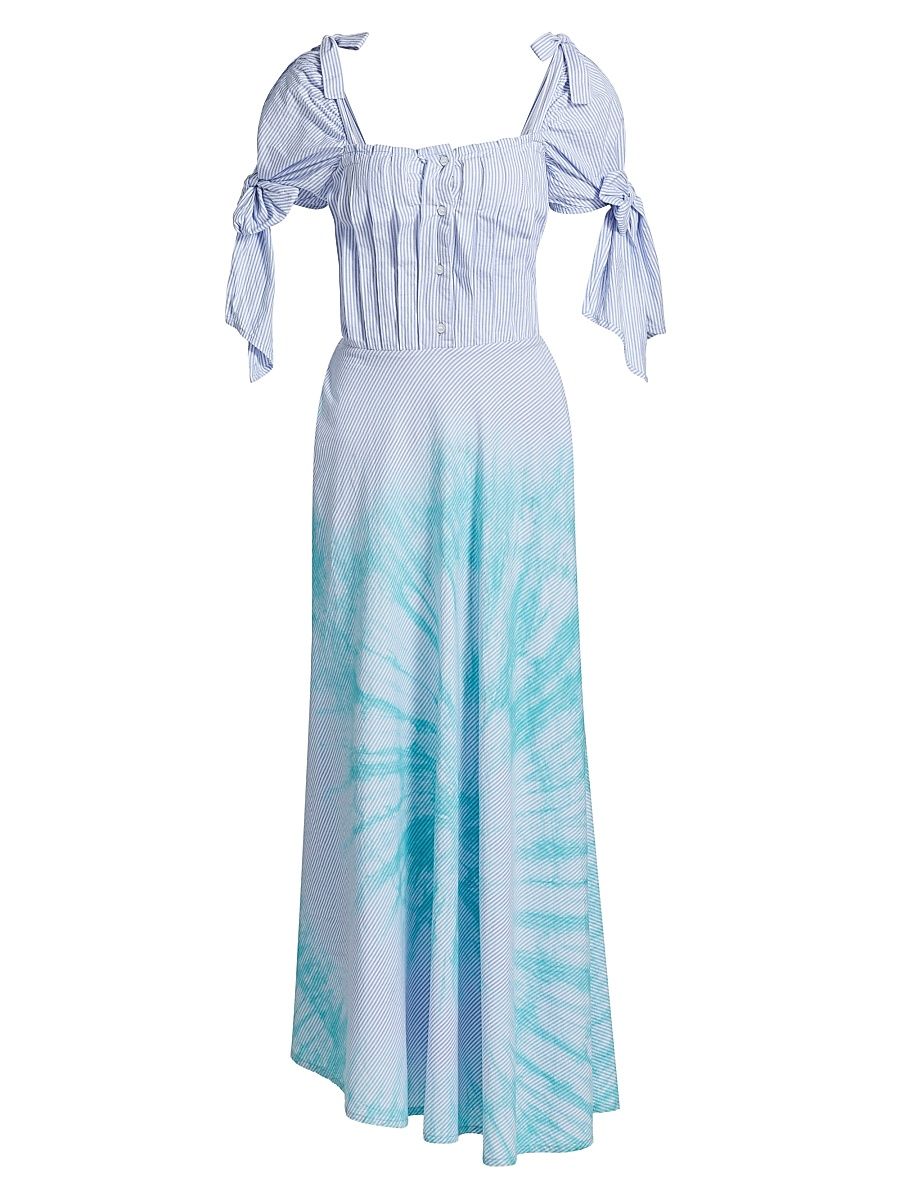 Women's Ariyike Pleated Tie-Dye Maxi Dress - Light Pastel Blue - Size Large