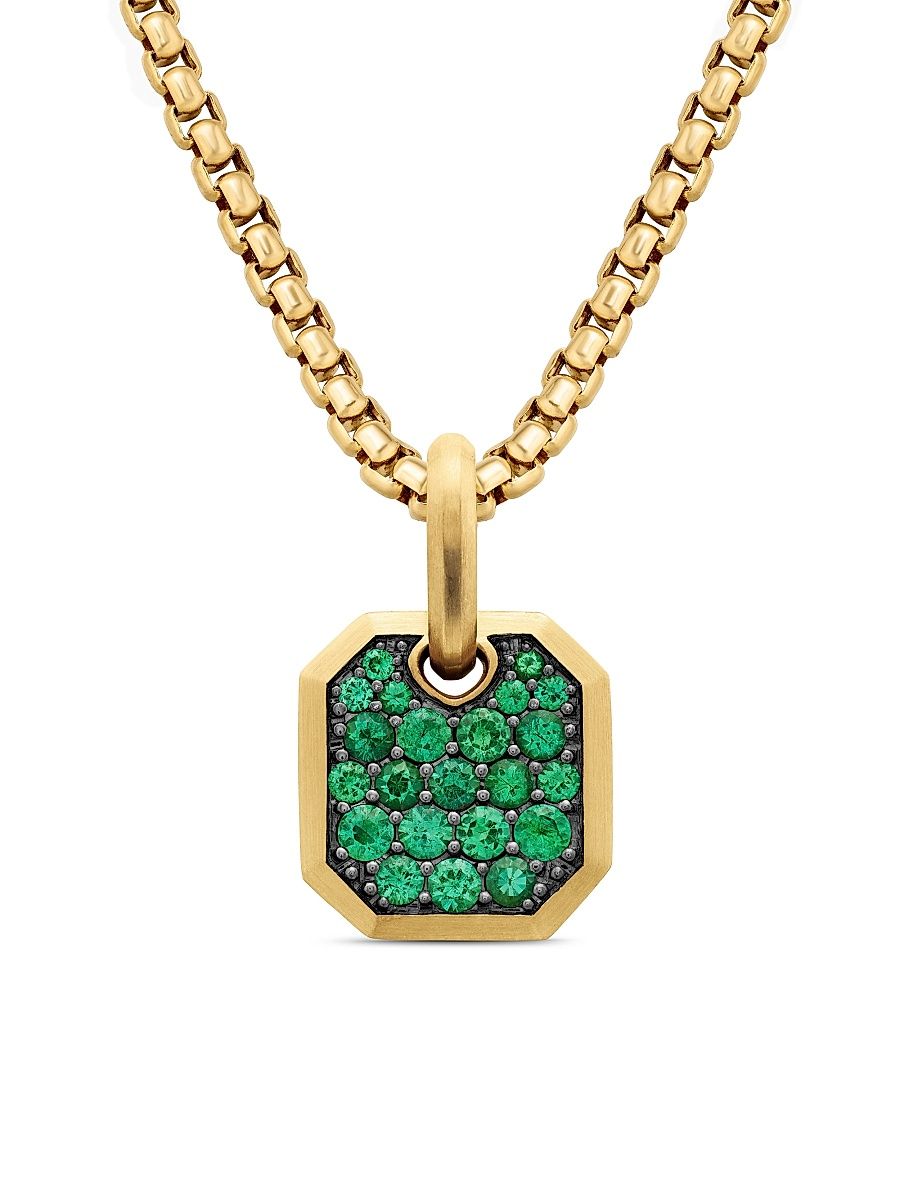 Men's Roman Amulet in 18K Yellow Gold - Emerald